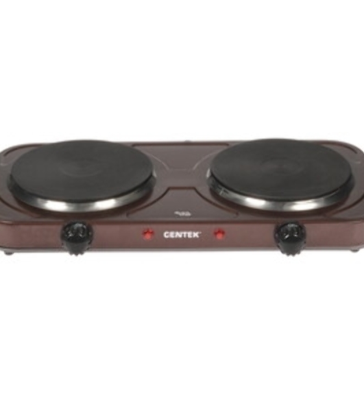 Плита настольная электрическая Centek CT-1507 Siberia коричневый, 2 кВт, ТЭН, конфорки - 2, эмаль, поворотные переключатели