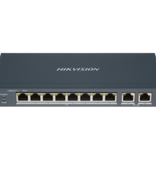 Коммутатор Hikvision DS-3E0310P-E/M, 8×100 Мбит/с PoE+ + 1×1 Гбит/с RJ45 + 1×1 Гбит/с Combo, неуправляемый
