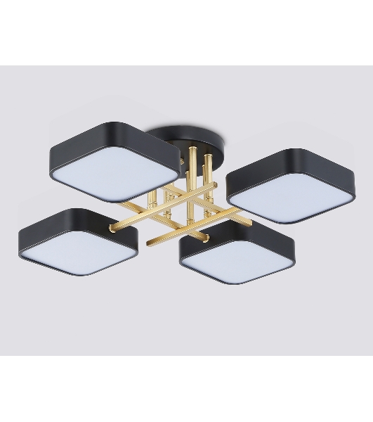 Люстра светодиодная на штанге Ambrella light FL516343/4 BK/GD черный/золото 72W 3000-6000K 550*550*150 (без ПДУ)