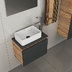 Комплект для ванной, 4 предмета (тумба Bau 50, графит + раковина BAU Hotel mini 37х23 + смеситель Hotel Still, выпуск клик-клак, черный), фото 1