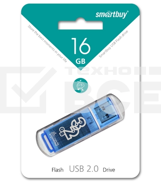 Флешка USB 16Gb USB USB 2.0 Smartbuy Glossy series синий (SB16GbGS-B)