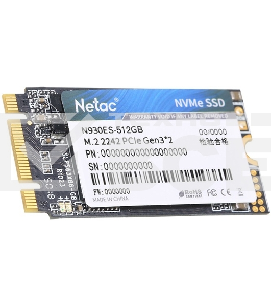 Накопитель SSD Netac N930ES, 512GB, PCIe 3.1 x2, M.2 2242, NVMe, R/W 1650/1500
