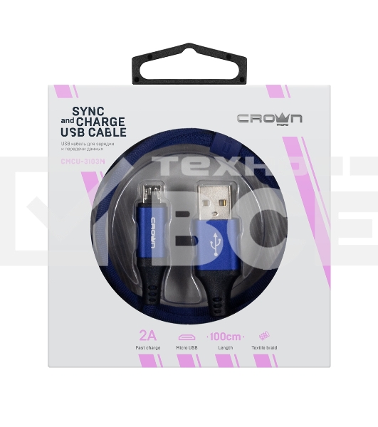 Кабель Crown USB - microUSB CMCU-3103M blue