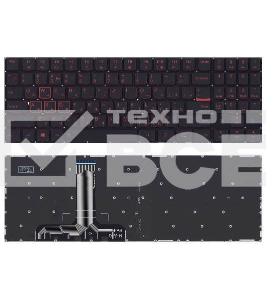 Клавиатура для ноутбука Lenovo Legion Y520 Y520-15IKB черная без рамки, красная подсветка