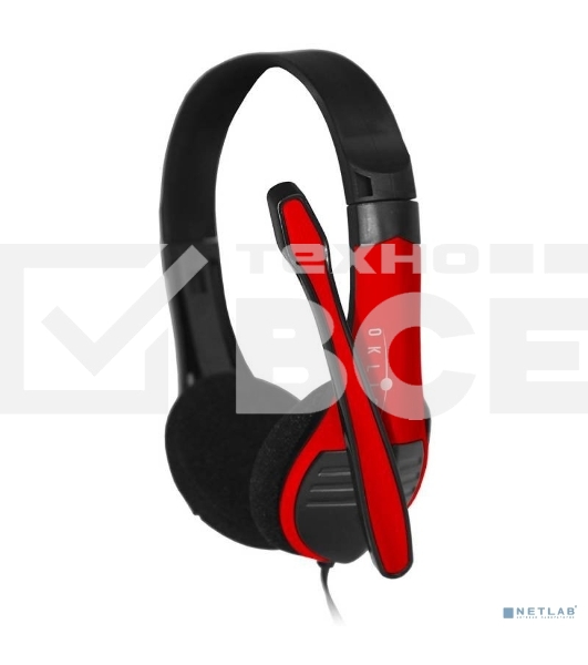Наушники с микрофоном Oklick HS-M150 черный/красный 2.2м накладные (NO-003N)