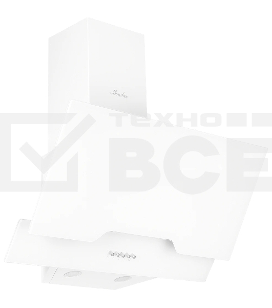 Наклонная вытяжка MONSHER LAVAL 60 Blanc, ширина 60 см, отвод/рециркуляция, 900 м3/час, электронноесенсорное управление, 3 скорости, светодиодное освещение 2*1 Вт, металлические жироулавливающие фильтры, угольный фильтр KM 102 (опция), цвет: белый ПРОМО