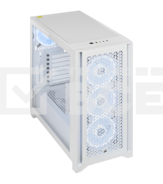 Корпус без блока питания Corsair iCUE 4000D RGB Airflow, Midi-Tower, TG, 3x120mm RGB, 1xUSB-A 3.2, 1xUSB 3.2 Type-C, E-ATX, ATX, mATX, mITX White