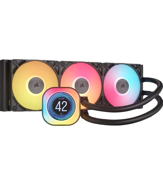 Система жидкостного охлаждения Corsair iCUE LINK TITAN 360 RX LCD (360мм, черный, RGb/ Fans: 3x120мм, 73.5CFM, 36dBA, 2100RPM/ S: 1851, 1700, AM5, AM4)