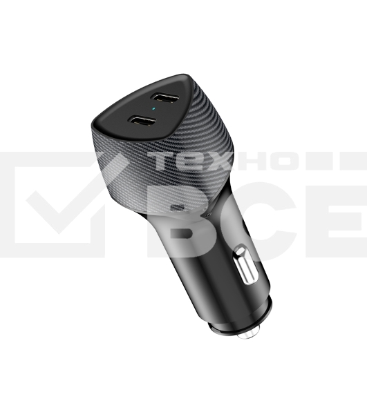 Автомобильное зарядное устройство с двумя портами Rexant (USB-C PD + USB-C PD) со световой индикацией, 40Вт, черное