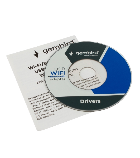 Сетевой адаптер WiFi Gembird WNP-UA-014 1.8 Гбит, 2.4/5 ГГц, 2 антенны, USB, 802.11b/a/g/n/ac/ax, RTL8832BU