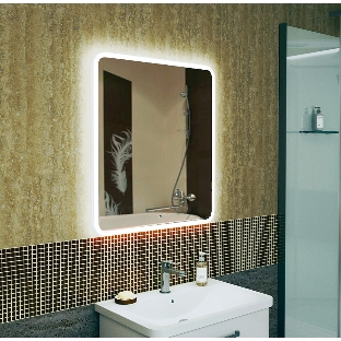Зеркало Bau Stil 70х80, сенсорная LED подсветка, пластиковый защитный корпус