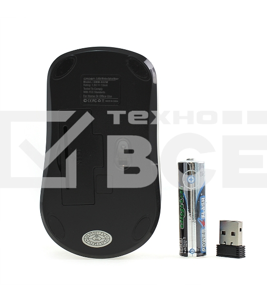 Мышь беспроводная Crown CMM-932W черный, 1000 dpi, радиоканал, USB, кнопки - 3