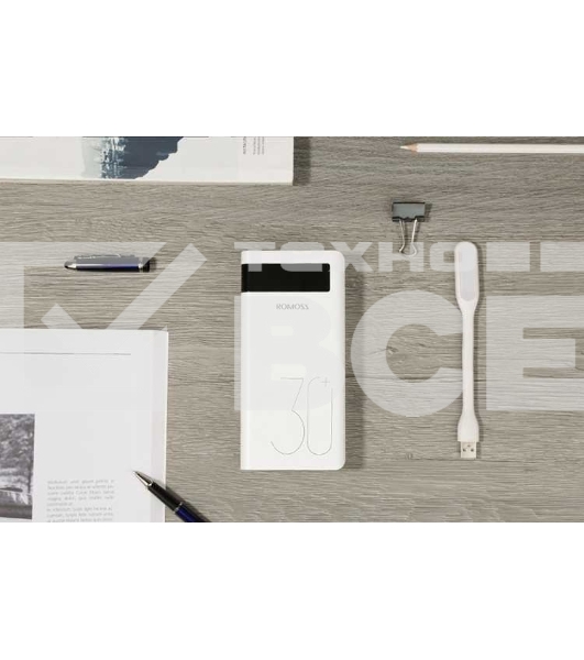 Мобильный аккумулятор Romoss PHP30 Pro (Sense 8P+) Li-Pol 30000mAh 3A+2.1A белый 2xUSB