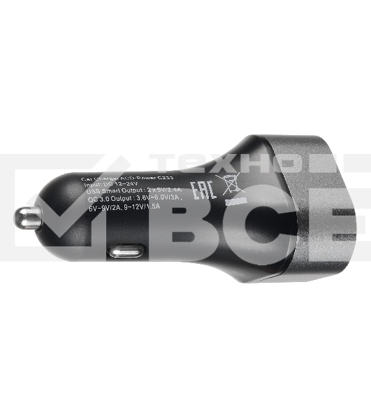 Автомобильная зарядное устройство ACD ACD-C233-X3B черный 23Вт, 3xUSB 1QC+2Smart, 3.6~12В, 3А RTL {120}