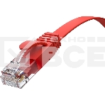 Патч-корд GCR PROF плоский прямой 2.0m, UTP медь кат.6, красный, 30 AWG, ethernet high speed 10 Гбит/с, RJ45, T568B, GCR-52859, фото3