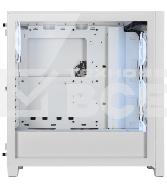 Корпус без блока питания Corsair iCUE 4000D RGB Airflow, Midi-Tower, TG, 3x120mm RGB, 1xUSB-A 3.2, 1xUSB 3.2 Type-C, E-ATX, ATX, mATX, mITX White