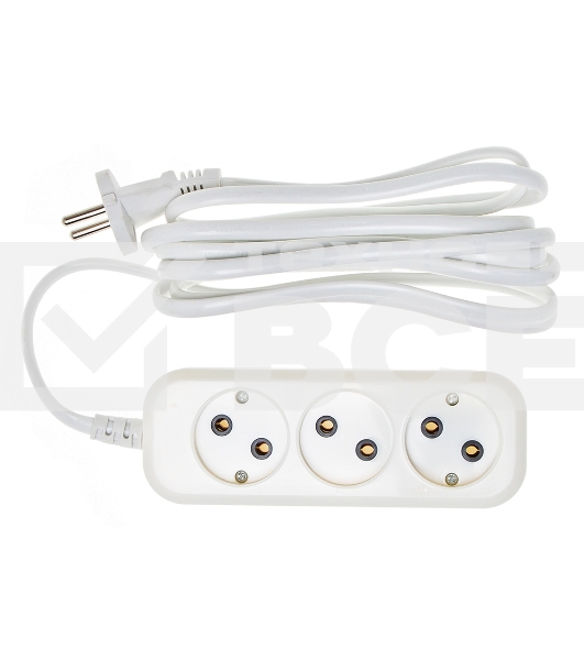 Сетевой удлинитель Buro BU-PSL3.3/W 3м (3 розетки) белый (пакет ПЭ)