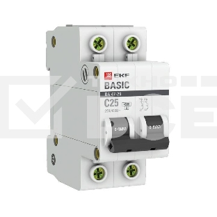 Автоматический выключатель EKF mcb4729-2-25C 2P 25А (C) 4,5кА ВА 47-29 EKF Basic
