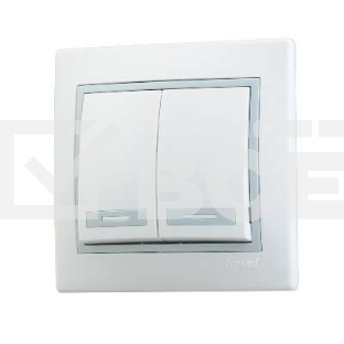 Выключатель 2-кл. СП Мира 10А IP20 бел./сер. LEZARD 701-0215-101