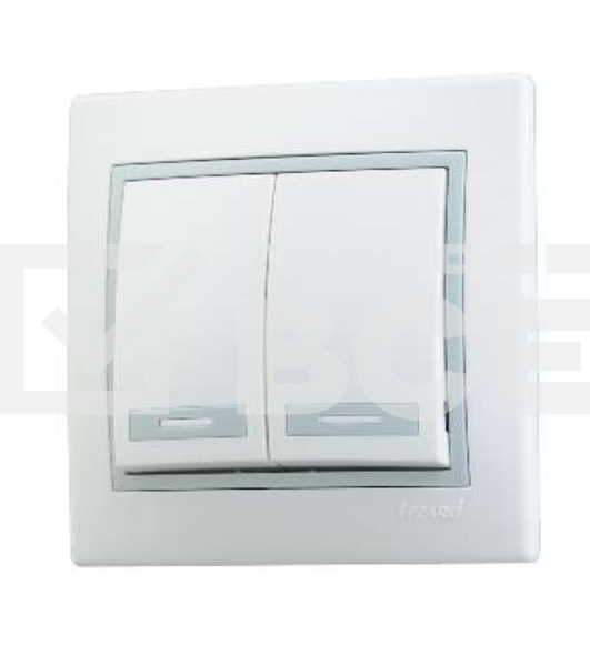 Выключатель 2-кл. СП Мира 10А IP20 бел./сер. LEZARD 701-0215-101