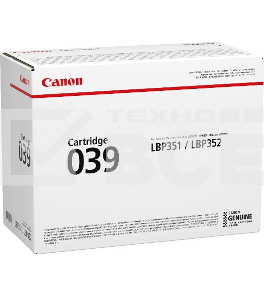 Картридж лазерный Canon Cartridge 039BK (0287C001) черный (11000 стр.) для CANON LBP351x/352x