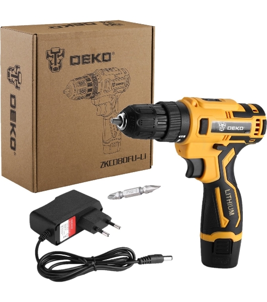 Дрель-шуруповерт Deko ZKCD80FU-Li, 8 В, 2 Ач, 18 Нм, щеточный