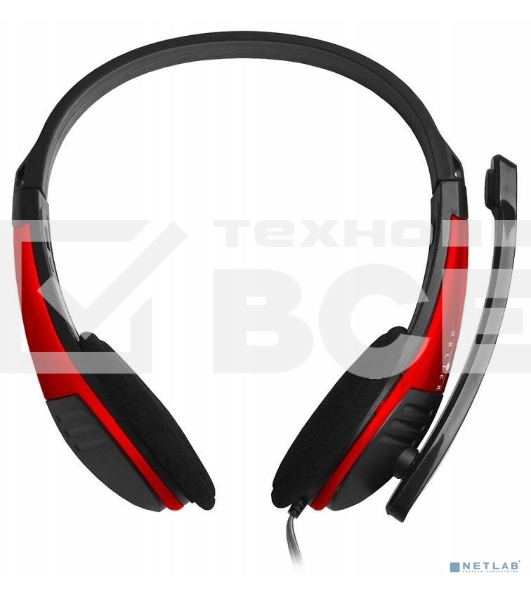 Наушники с микрофоном Oklick HS-M150 черный/красный 2.2м накладные (NO-003N)