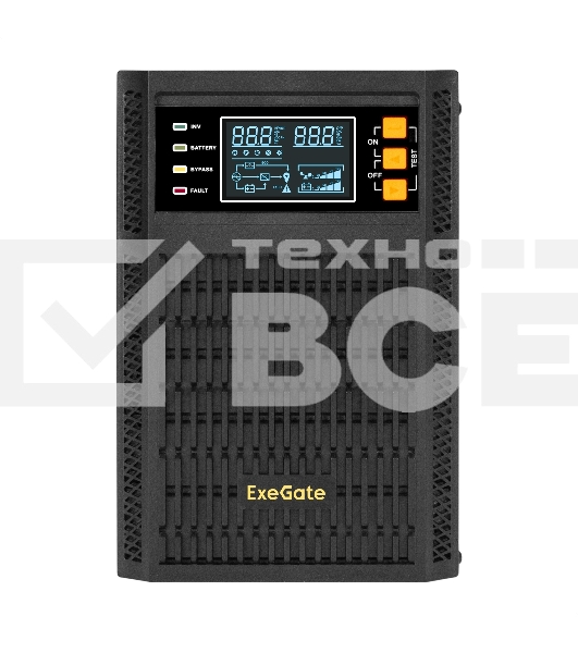 Источник бесперебойного питания On-line ExeGate PowerExpert TL-2000.LCD.AVR.3SH.USB.RS232.SNMP 2000VA/2000W, On-Line, PF=1, LCD, 3*Schuko, RS232, USB, SNMP-slot, встроенные батареи 12V 7.2Ah - 4шт, Tower, металлический корпус, черный