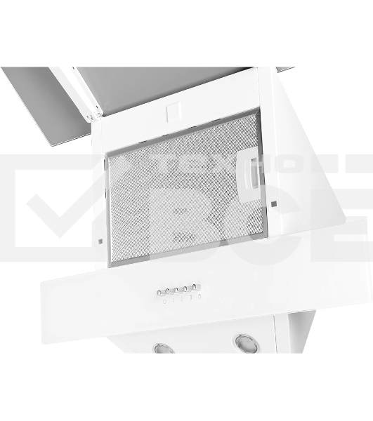 Наклонная вытяжка MONSHER LAVAL 60 Blanc, ширина 60 см, отвод/рециркуляция, 900 м3/час, электронноесенсорное управление, 3 скорости, светодиодное освещение 2*1 Вт, металлические жироулавливающие фильтры, угольный фильтр KM 102 (опция), цвет: белый ПРОМО