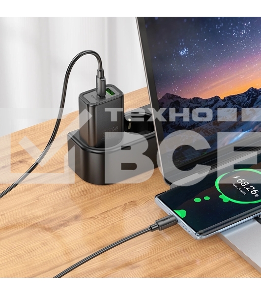 Сетевое зарядное устройство Hoco N63 Gentle 30W 3A (PD+QC) черный (44396)