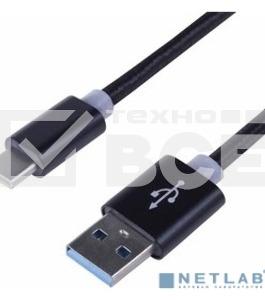 Кабель Rexant (18-1884) Шнур USB 3. 1 type C (male) - USB 2. 0 (male) в тканевой оплетке 1M черный 
