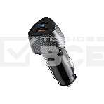 Автомобильное зарядное устройство c двумя портами Rexant (USB-A QC 3.0 + USB-C PD) cо световой индикацией, 20Вт, черное, фото 1