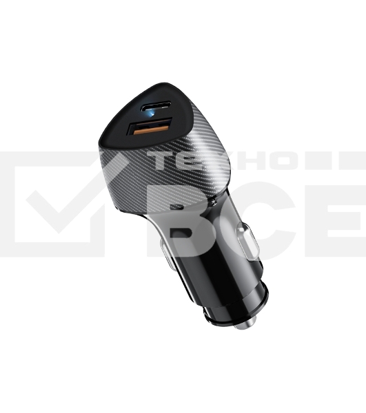 Автомобильное зарядное устройство c двумя портами Rexant (USB-A QC 3.0 + USB-C PD) cо световой индикацией, 20Вт, черное