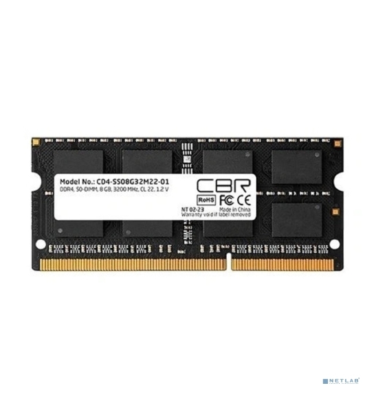 Оперативная память CBR DDR4 SODIMM 8GB CD4-SS08G32M22-01-AIO PC4-25600, 3200MHz, CL22, 1.2V Сборка AiO