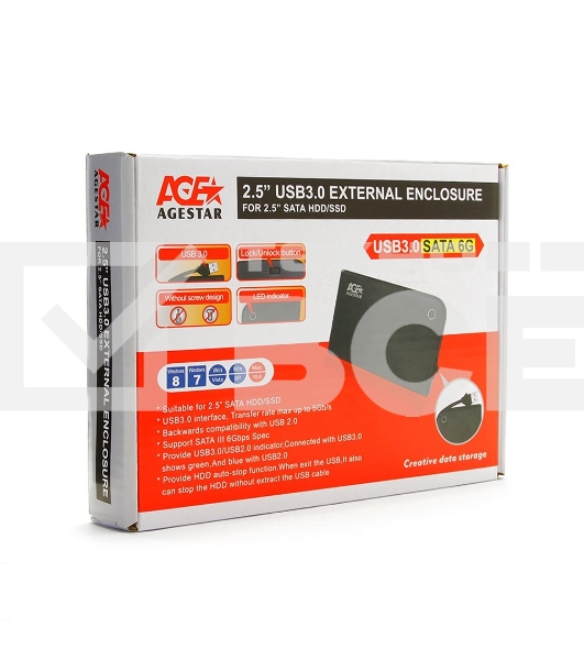 Внешний корпус для HDD/SSD AgeStar 3UB2A14 SATA II пластик/алюминий черный 2.5