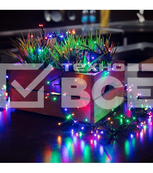 Гирлянда «Кластер LED» 3 м, темно-зеленый ПВХ IP20, 288 диодов, цвет мультиколор