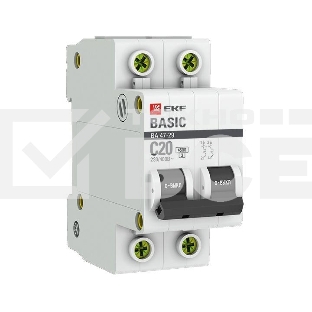Автоматический выключатель EKF mcb4729-2-20C 2P 20А (C) 4,5кА ВА 47-29 EKF Basic