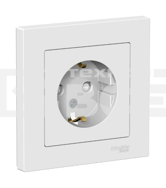 Розетка ATLAS DESIGN с заземл. защ. шторки 16А в сборе бел. SchE ATN000144