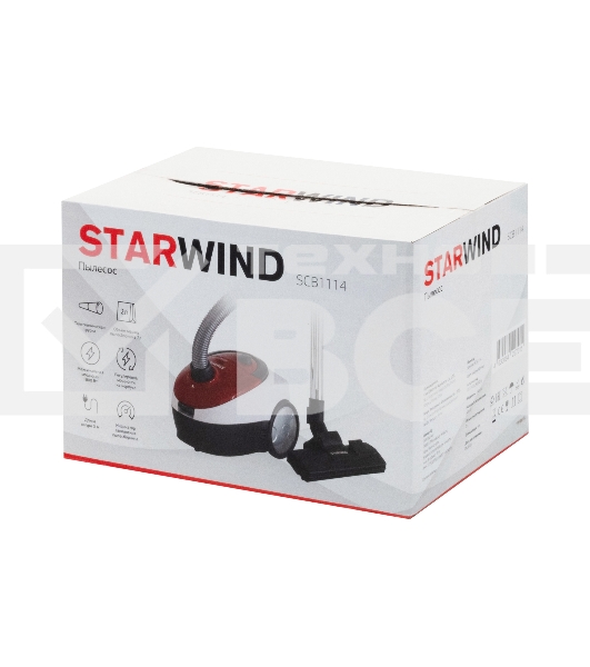 Пылесос Starwind SCB1114 красный/белый, 300/1800 Вт, уборка сухая, пылесборник мешок 2 л