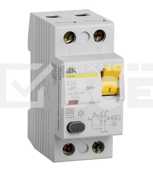 Выключатель дифференциальныйУЗО Iek MDV10-2-063-300 ВД1-63 2Р 63А 300мА ИЭК