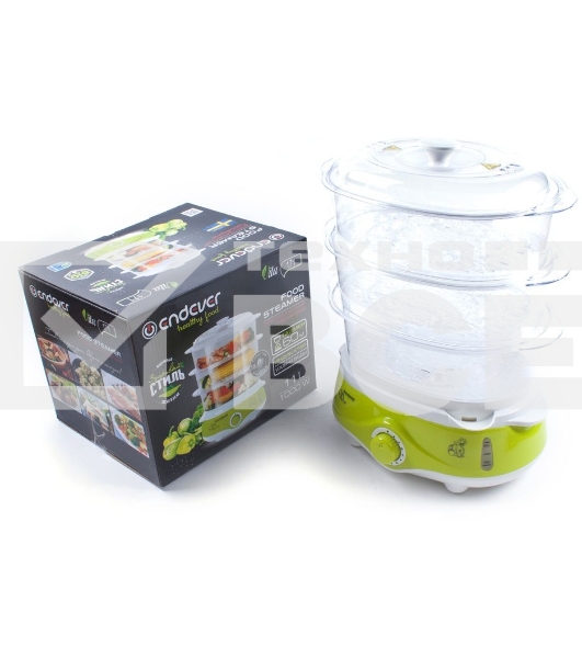 Пароварка электрическая Endever Vita-171, белый/зеленый, мощность 1000 Вт, объем 11 л