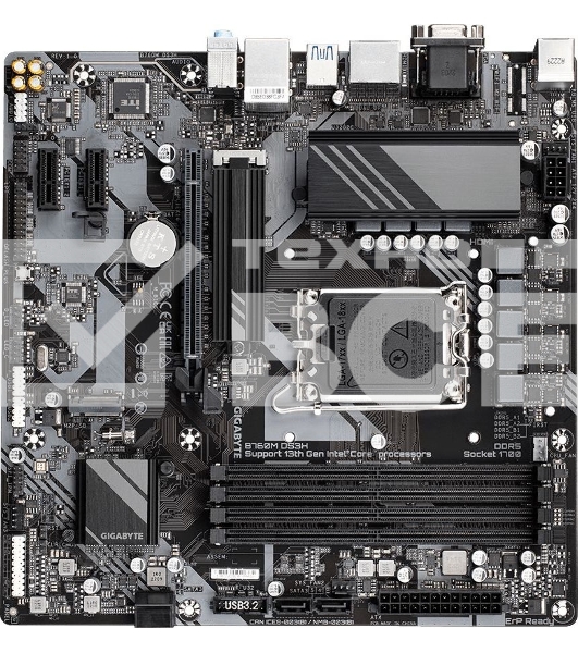 Материнская плата Gigabyte B760M DS3H, LGA 1700, Intel B760, 4xDDR5, 4xSATA, 2xM.2, 1xPCIe 4.0 x16, 2xPCIe x1, 1xHDMI, 1xVGA, 2xDP, 1x 2.5Gb LAN, 3xUSB-A 3.2 Gen 1, 1xUSB-C 3.2 Gen 2, 2xUSB-A 2.0, 3x3.5 мм, 7.1, mATX