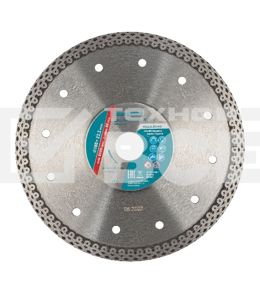 Диск алмазный ф180х22,2мм, тонкий, сплошной (Jaguar), мокрое резание Gross