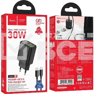 Сетевое зарядное устройство Hoco N63 Gentle 30W 3A (PD+QC) черный (44396)