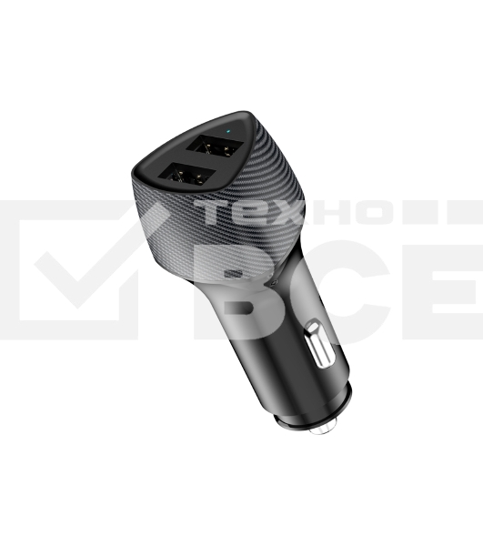 Автомобильное зарядное устройство c двумя портами Rexant (USB-A QC 3.0 + USB-A 3,1A) со световой индикацией, 18Вт, черное