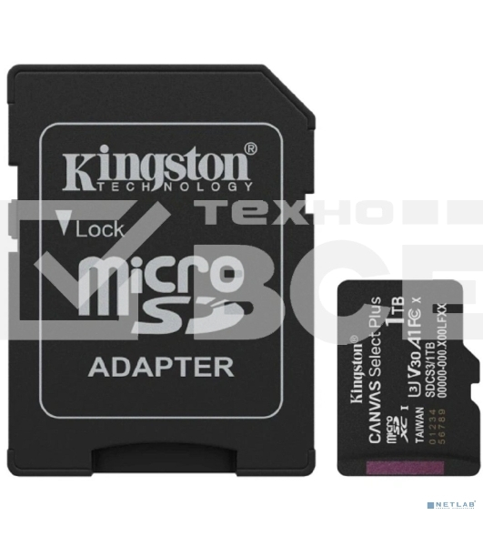 Флеш карта microSDXC 1Tb Kingston SDCS3/1Tb Canvas Select Plus + adapter