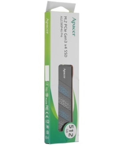 Накопитель SSD Apacer AS2280P4U PRO, 512Gb, PCIe 3.0 x4, M.2 2280, NVMe, R/W 3500/2300, с радиатором
