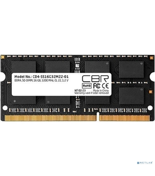 Оперативная память CBR DDR4 SODIMM 16GB CD4-SS16G32M22-01-AIO PC4-25600, 3200MHz, CL22, 1.2V Сборка AiO