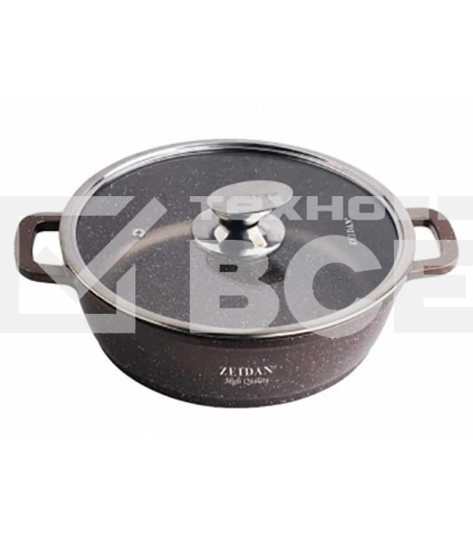 Жаровня со стеклянной крышкой Zeidan Z-50310 26см 4,0 л (O26 см), ВНУТРЕННЕЕ И ВНЕШНЕЕ КАМЕННОЕ ПОКРЫТИЕ 