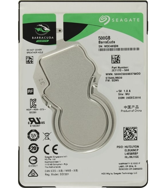 Жесткий диск Seagate Original SATA-III 500Gb ST500LM030 Barracuda (5400rpm) 128Mb 2.5'
